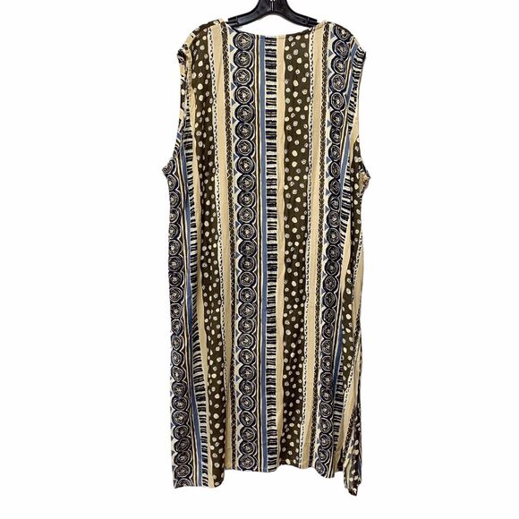 MIC Fashion Midi Dress V-Neck Button Front Brown Blue Sleeveless Boho 90s Y2K 22 - Picture 2 of 11